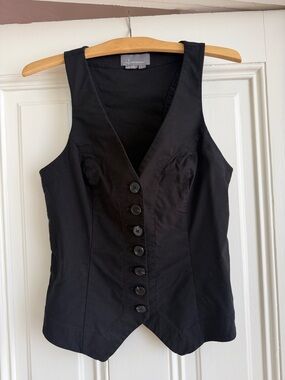 Anthropologie Halsey Slim Button Front Vest - Black - SMALL